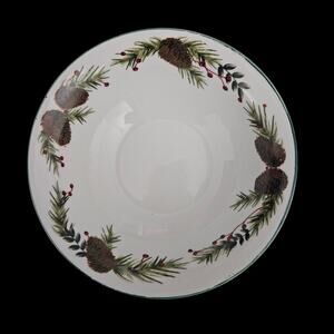 Totally Today Christmas Pine Cone Holly Berry Soup Cereal Bowl Set of 4